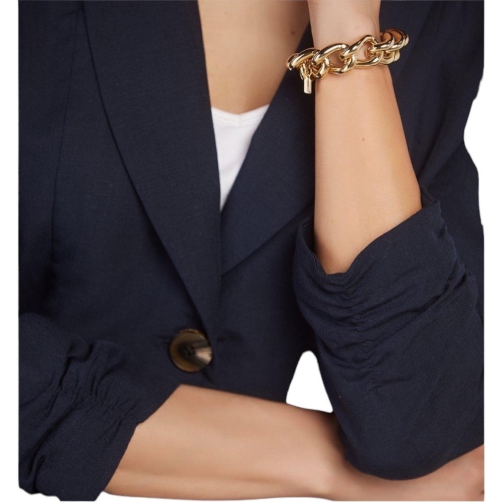 SOFT SURROUNDINGS Vici Linen Blend Blazer in Navy Blue Size XS — NWT - Picture 10 of 10